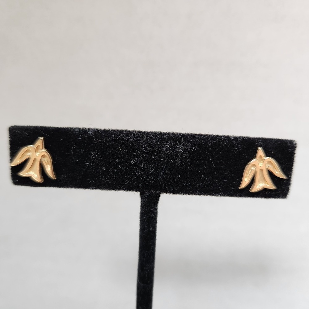 James Avery Retired 14k Gold Dove Detailed Post Backs Are Avery 925  With Box - Picture 7 of 16